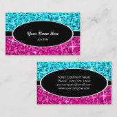 輝きの組合せの青いピンクの黒い楕円形の名刺 名刺 (正面/裏面)