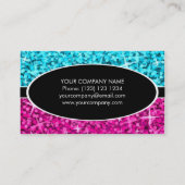 輝きの組合せの青いピンクの黒い楕円形の名刺 名刺 (裏面)