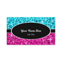 輝きの組合せの青いピンクの黒い楕円形の名刺