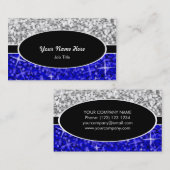 輝きの組合せの"銀"の濃紺の黒い楕円形ビジネス 名刺 (正面/裏面)