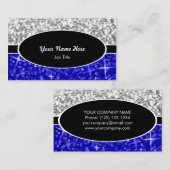 輝きの組合せの"銀"の濃紺の黒い楕円形ビジネス 名刺 (正面/裏面)
