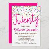 輝きの虹の水玉模様の誕生会を振りかけて下さい 招待状 (正面/裏面)