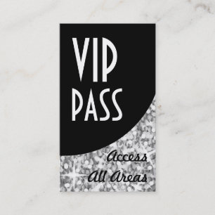 輝きの銀「VIPパス」の黒のカーブの名刺 名刺