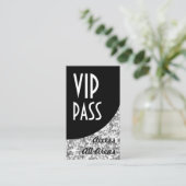輝きの銀「VIPパス」の黒のカーブの名刺 名刺 (スタンド正面)