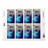 輝きの青緑の金ゴールドの鳩を持つベビーの妖精 ラベル (フルシート)