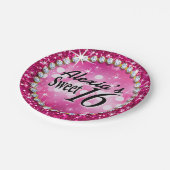 輝きの魅力的できらきら光るな菓子16のお祝いの暗い赤紫色 ペーパープレート (アングル)