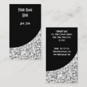 輝きの"銀製の"黒いカーブの名刺のポートレート 名刺 (正面/裏面)