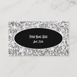 輝きの"銀製の"黒い楕円形の名刺のテンプレート 名刺