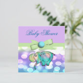 輝きはパステル調象のベビーシャワーに点を打ちます 招待状 (スタンド正面)
