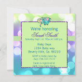 輝きはパステル調象のベビーシャワーに点を打ちます 招待状 (裏面)