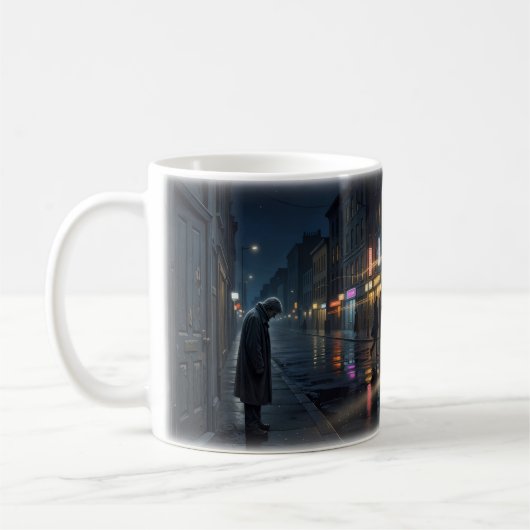輝きは消えない　雨に濡れる街 コーヒーマグカップ (左)