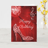 輝きは赤いディスコの球をかかとで蹴ります カード (黄色い花)