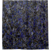 輝きを持つサファイアブルーストーンズ シャワーカーテン (正面)