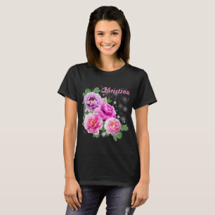 輝きを持つ穏やかな花のピンクの紫色のシャクヤク Tシャツ