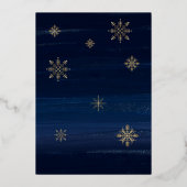 輝きを放つエレガントな雪の結晶と宝石のフォトフレームリース 箔シーズンカード (裏面)