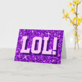 輝き紫色の「LOL! "ハッピーバースデー」カード カード (黄色い花)