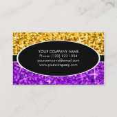 輝き組合せの"金ゴールド"の紫色の黒い楕円形の名刺 名刺 (裏面)