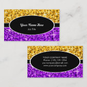 輝き組合せの"金ゴールド"の紫色の黒い楕円形の名刺 名刺 (正面/裏面)