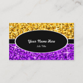 輝き組合せの"金ゴールド"の紫色の黒い楕円形の名刺 名刺