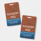 輝き 学校の色 トイレの許可証 ホールパス バッジ (表裏)