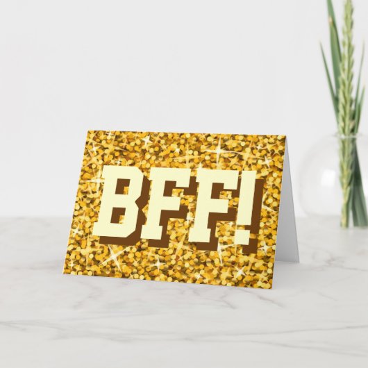 輝き"金ゴールド" 「BFF!」 ハッピーバースデーの挨拶状 カード (正面)