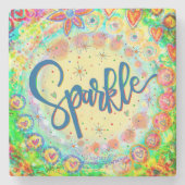 輝くおもしろいカラフルお洒落感動的飲料 ストーンコースター (正面)