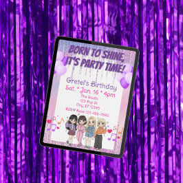 輝くために生まれた、パーティータイム、KPOPガールバンドの誕生日 招待状