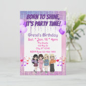 輝くために生まれた、パーティータイム、KPOPガールバンドの誕生日 招待状 (スタンド正面)