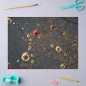 輝くと赤白熱［赤熱］光を放つ金ゴールドクリスマスオーナメント 薄葉紙 (クラフト)