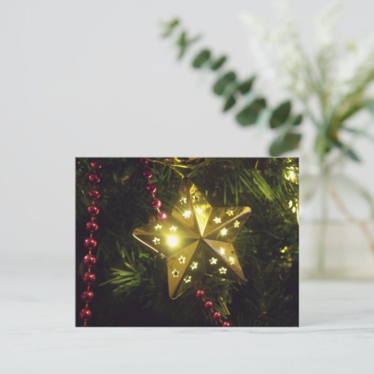 輝くな休日の星のクリスマスの照明 シーズンポストカード (スタンド正面)