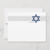 輝くな星のバーの（ユダヤ教の）バル・ミツバーの青のサンキューカード サンキューカード (裏面)