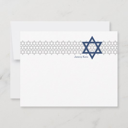 輝くな星のバーの(ユダヤ教の)バル・ミツバーの青のサンキューカード サンキューカード (裏面)