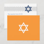 輝くな星のバーの（ユダヤ教の）バル・ミツバー青いRSVPのカード 出欠カード (正面/裏面)