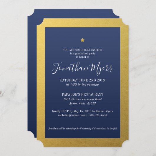 輝くな星の卒業のパーティの招待状 招待状 (正面/裏面)