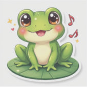 輝くほっぺのカエル – かわいいステッカー チャーム シール (正面)