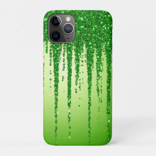 輝くぼかしデザインのグリーンギラギラドリップ iPhone 11 PROケース