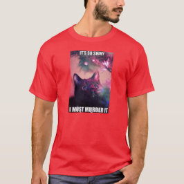輝くものを見ると殺したくなる猫のクリスマスツリー Tシャツ