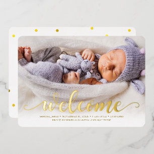 輝くようこそ – ベビー誕生のお知らせ 箔招待状