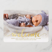 輝くようこそ – ベビー誕生のお知らせ 箔招待状 (正面)