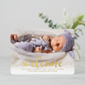 輝くようこそ – ベビー誕生のお知らせ 箔招待状 (立ち正面)