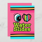 輝くアイ・ハート・ウォーター・スライド 招待状 (正面/裏面)