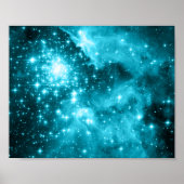 輝くアクアブルーとティールの星々 ポスター (正面)