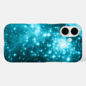 輝くアクアブルーとティールの星々 Case-Mate iPhoneケース (裏面 (横))