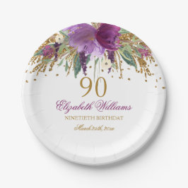 輝くアメジストの花 フラワーギター 90歳の誕生日 ペーパープレート