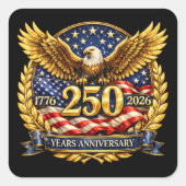 輝くアメリカ建国250周年記念鷲のエンブレム スクエアシール (正面)