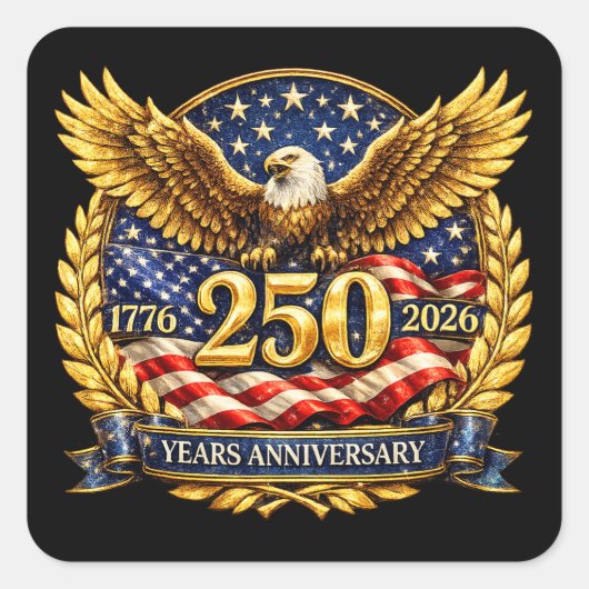 輝くアメリカ建国250周年記念鷲のエンブレム スクエアシール (正面)
