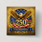 輝くアメリカ建国250周年記念鷲のエンブレム 缶バッジ (正面)
