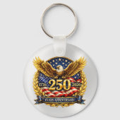 輝くアメリカ独立250周年記念鷲のエンブレム キーホルダー (正面)
