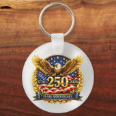 輝くアメリカ独立250周年記念鷲のエンブレム キーホルダー (正面)