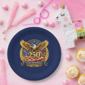 輝くアメリカ独立250周年記念鷲のエンブレム ペーパープレート (パーティー)